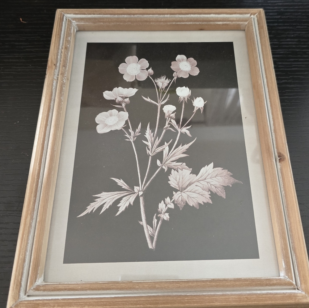 Botanical Flower Wall Art in Wood Frame - Pink Floral Print